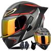 CNNGU Moto Flip Up Casco Modulare, Casco Full Face Casco Modulare ECE Approvato Pieghevole Modulare Integrale Caschi Moto Con Doppia Lente, S ~ XL