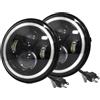 WIJHJET Fari Anteriori Fari Anteriori LED 7 Auto 2 Pezzi Hi/Low H4 Halo Angle Eyes Per BMW Per Jeep JK 4x4 Per Suzuki Per Samurai Per Jeep Per Wrangler Per Fuoristrada(2 piece Round-7inch)