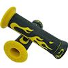 one by Camamoto manopole manubrio moto (cod 77344204C kit set coppia manopole flamming colore giallo/nero compatibile con scooter enduro, cross, motard, off road, facile installazione)