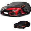 generico Telo copriauto esterni Compatibile con Honda Civic Tourer 2013-2017,antivento,antipioggia,antineve,antisole impermeabile,protezione per tutte le stagioni (black orange)