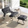 LIFERUN Sedia a dondolo con sgabello, patio, sedia a dondolo con imbottitura, portata fino a 150 kg, impermeabile, per giardino, balcone, soggiorno, cortile, camera da letto, terrazza, grigio