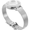 FOMIYES Orologio da Donna Movimento al Quarzo, Bracciale Sottile in Acciaio Argento, Design Semplice alla Moda, per Natale e Uso Quotidiano