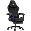 JUMMICO Sedia Gaming Ergonomica, Poggiapiedi Retrattile, Supporto Lombare Massaggiante, Braccioli Collegati Reclinabili, Schienale 90-135°, Portata 150kg, Nero