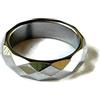 DodiGioielli.it Anello Fedina Unisex in Ematite, Design Sfaccettato, Argento, Varie Misure Disponibili (16.5)