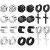 JewelryWe 3 Paia Orecchini da Unisex in Acciaio Inossidabile, Zircone Lucido,6/7/8MM, Orecchini Magnetici