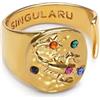 SINGULARU - Anello Organic Colors Zodiac. Ottone con Placcatura in oro 18 kt e Zirconia. Gioielli da donna.