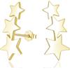 Cangall Orecchini da donna in argento Sterling 925, a stella, ipoallergenici, cartilagine per dormire con stelle, eleganti 3 stelle, Argento