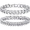 Gamtic Bracciale da uomo in acciaio inox, larghezza 6/8/10 mm, 2 pezzi, in argento, con scatola regalo, per uomini, ragazzi, San Valentino, compleanno, per marito, papà, figlio, fratello, 10mm Breit, 21cm