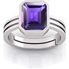 DENMOUS AMZ1220 - Anello regolabile con ametista certificata astrologica da 8,25 Ratti da 7,60 carati, per uomo e donna, Small, Argento sterling, Ametista