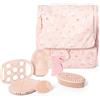Suavinex, Kit Bagno Neonato con Beauty Case, Set Igiene Neonato, Rosa | Con: Spugna + Spazzole + Guanto da bagno + Pompa + Giocattolo. Con tasche, cerniere, specchio e gancio, grande capienza