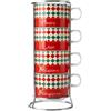 Bialetti - Set 4 Tazze Cappuccio Impilabili, Porcellana , 160ml/5,41oz