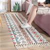 The Seeker Tappeto in cotone bianco e nero trapuntato a mano, con nappe, lavabile in lavatrice, in cotone, per soggiorno, camera da letto, cucina, ingresso (Boho, 60 x 130 cm)