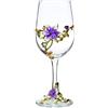 XUDREZ Bicchieri da vino senza piombo con fiore smaltato dipinto 320ml cristallo rosso bianco