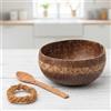 cocovibes Ciotola in noce di cocco Aruba, ciotola per cereali con cucchiaio in legno e sottovaso, ciotola per smoothie Bowls, ciotola per colazione sostenibile vegana
