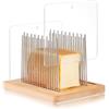 LengSuaa Affettatrice per pane, guida per il taglio del pane in acciaio inox con larghezza regolabile, guida per affettare il pane in legno, affettatrice pieghevole per pane fatto in casa, pane rotondo, pasta