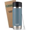 Campo Libre.® ANTO Tazza Termica - Termos Caffè Premium con Coperchio One-Touch, Thermos Caffe in Acciaio Inox a Doppia Parete, Mantiene le Bevande Calde per 6 h. Ideale per l'Auto. Blu, 350ml