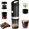 Irishom Macchina per Espresso Portatile 3 in 1, Caffettiera Elettrica Ricaricabile 20 Bar con Riscaldamento Autonomo Rapido, Compatibile con Capsule e caffè Macinato per gite, lavoro, campeggio (Nera)
