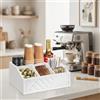 MKTOLHUS Organizer per stazioni da caffè con 5 scomparti, in legno, porta accessori da bar, per cialde, sciroppi, bustine di tè, scatola portaoggetti per cucina e ufficio (bianco)