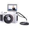 Denash Fotocamera Digitale, Fotocamera Selfie WiFi 4K 64MP con Schermo Flip da 3 Pollici e Messa a Fuoco Automatica con Zoom 18X, per la Fotografia (WHITE)