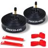 Crabtek Camera d'aria per bicicletta, 700 x 38 C/35 C/40 C/43 C, con striscia per cerchione e leva pneumatici, valvola Schrader A/V 48L 48 mm (2 pezzi)