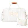 Cosblank Borsone da donna per il weekender, borsa per il trucco, borsa da viaggio per matrimoni, borsone da viaggio, borsa per la notte, colore bianco