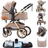 ALYIKOU trio passeggino neonati in offerta, passeggino trio, passeggino 3 in 1, pneumatici in gomma, con accessori, Gondola, Adaptateurs, 25 kg