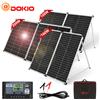DOKIO Pannello Solare Rigido Pieghevole in Vetro 100W/160W/200W con Controller 12V Portatile - Pannelli Solari Monocristallino per Camper, Casa, Campeggio, Batterie e Sistema Fotovoltaico Off-Grid ad