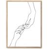 NONE Line art dipinto a mano 30x40 cm, Poster stampato su carta premium da 180 gr, montato su cornice in legno MDF con finitura rovere, Arte - Disegno al tratto