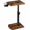 NONE Tavolino vintage marrone a forma di C - regolabile in altezza 360 ° Scrivania per divano girevole con portabicchieri e slot per tablet