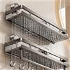 YUNJIEYA Mensola da Bagno Senza Foratura con Ventosa, Scaffale in Alluminio per WC, Organizzatore da Parete per Bagno