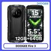DOOGEE Fire 3 Telefono Rugged, Display HD+ da 5.5", 12GB+64GB, Batteria da 8350mAh, Fotocamera da 13MP, Widevine L1, NFC, IP68, Android 15, Cellulare