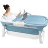 NONE Vasca da bagno pieghevole per adulti, ideale per piccoli bagni, pratica e portatile, 118x60x53 cm, blu/grigio/rosa