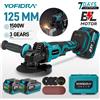 Yofidra Smerigliatrice angolare brushless YOFIDRA 125mm a 3 velocità, macchina per levigatura, lucidatura e taglio, utensile per lavorazione del legno, compatibile con batteria Makita 21V.