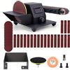 Coolook Levigatrice a nastro compatta da 350W, con kit di conversione per smerigliatrice a disco, 10 bande abrasive e 10 mole rotonde.