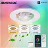 NONE Ventilatori RGB Intelligenti con 6 Velocità e Rotazione a 360° ° Ventilatore da Soffitto LED con Telecomando Rotante e Dimmerabile tramite APP, Lampadario Semplice per Interni a Basso Profilo