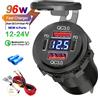 NONE Caricabatterie per auto e moto USB 96W Dual PD QC3.0 con voltmetro e presa di alimentazione impermeabile per auto, barche, camion e moto 12V/24V