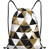 SMAZDFXX Zaino con coulisse Borsa sportiva da palestra Nero Bianco Oro Triangoli Borse con coulisse per palestra Sport Yoga Viaggio Medio