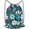 SMAZDFXX Zaino con coulisse, grigio verde acqua e bianco, borsa con coulisse floreale, zaino pieghevole, borsa sportiva da palestra per lo shopping e lo yoga