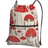 SMAZDFXX Zaino con coulisse rosso bianco a forma di fungo, borsa con cordino, zaino pieghevole, borsa sportiva da palestra per lo shopping e lo yoga