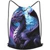 SMAZDFXX Zaino con coulisse Purple Dragon Purple Moon Borsa con cordoncino Zaino pieghevole Borsa sportiva da palestra per lo shopping Yoga