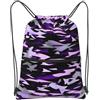 SMAZDFXX Zaino con coulisse e cerniera, stampa mimetica americana viola, sacco da palestra sportivo con tasca portaoggetti per palestra, yoga, viaggi