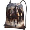 SMAZDFXX Zaino con coulisse, borsa a tracolla con cavalli, zaino pieghevole, borsa sportiva da palestra per lo shopping e lo yoga
