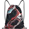 SMAZDFXX Zaino con coulisse Borsa sportiva da palestra in marmo nero e rosso Borse con coulisse per palestra Sport Yoga Viaggio Medio