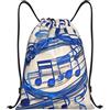 SMAZDFXX Zaino con coulisse blu note musicali borsa con cordoncino zaino pieghevole borsa sportiva palestra per shopping yoga