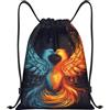 SMAZDFXX Zaino con coulisse Fire and Water Phoenix Borsa con coulisse Zaino pieghevole Borsa sportiva da palestra per lo shopping Yoga