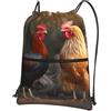 SMAZDFXX Zaino con coulisse Gallo e pollo Borsa a tracolla Zaino pieghevole Borsa sportiva da palestra per lo shopping Yoga