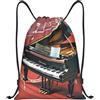 SMAZDFXX Zaino con coulisse Borsa sportiva da palestra Borsa con coulisse per pianoforte con note musicali per palestra Sport Yoga Viaggio Piccolo