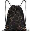 SMAZDFXX Zaino con coulisse Borsa sportiva da palestra Borsa con coulisse in marmo nero oro per palestra Sport Yoga Viaggio Piccolo