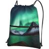 SMAZDFXX Zaino con coulisse Aurora Borealis Borsa con cordoncino Zaino pieghevole Borsa sportiva da palestra per lo shopping Yoga