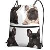 SMAZDFXX Zaino con coulisse bulldog francese Borsa con cordoncino Zaino pieghevole Borsa sportiva da palestra per lo shopping Yoga